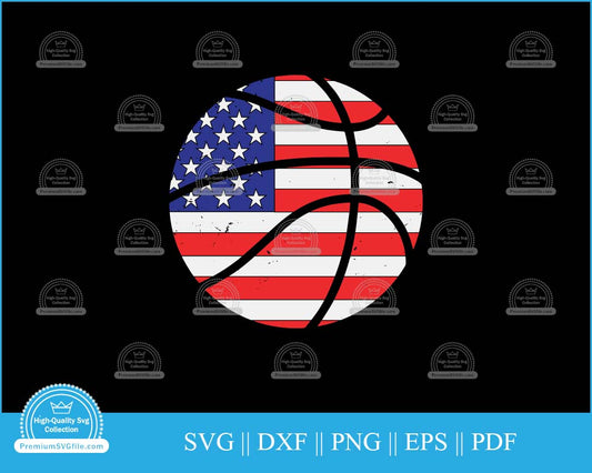 Basketball American flag Sports svg cut file for cricut and silhouette