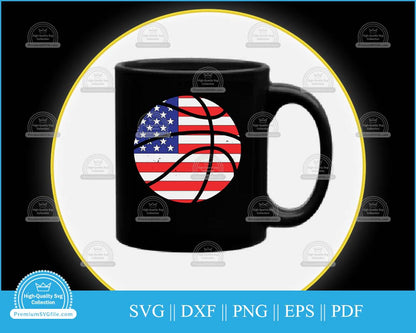 Basketball American flag Sports svg cut file for cricut and silhouette