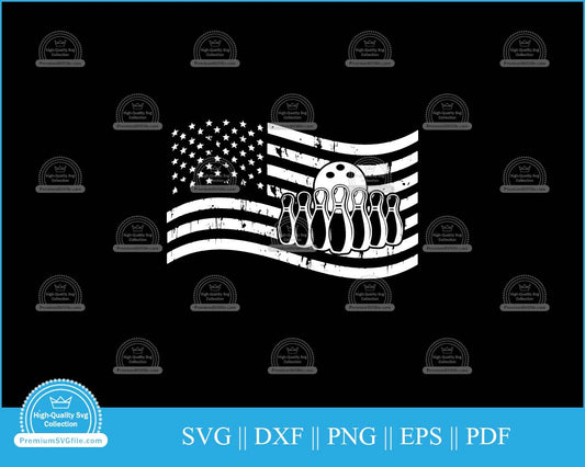 Bowling American flag Sports svg cut file for cricut and silhouette