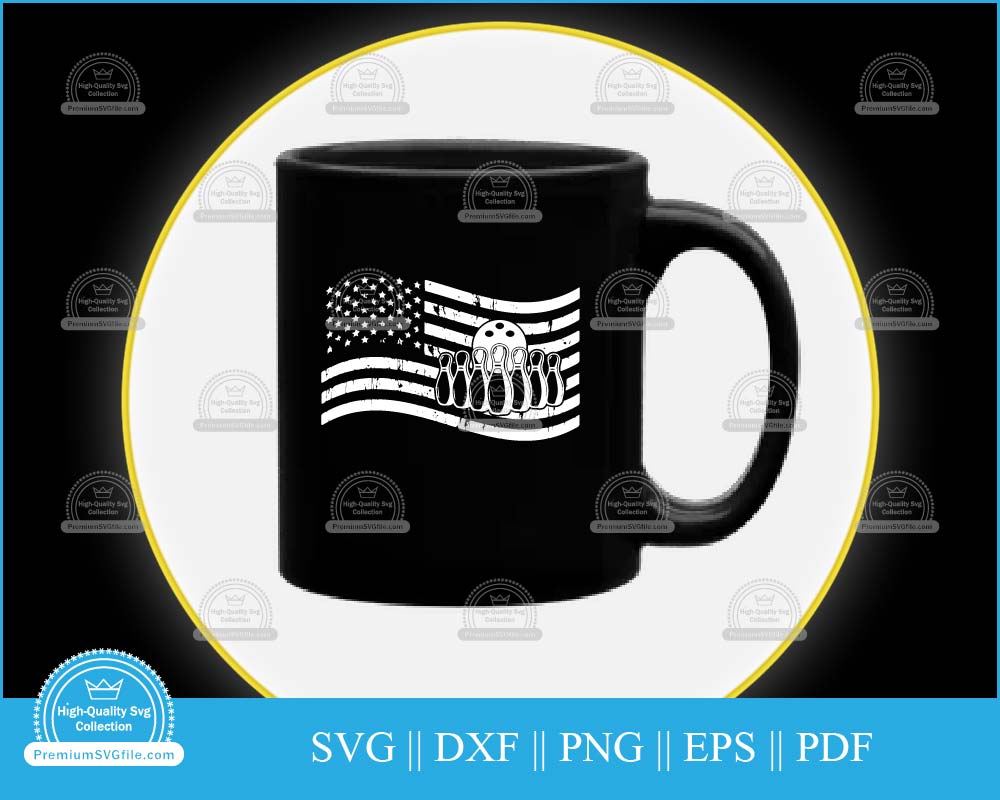 Bowling American flag Sports svg cut file for cricut and silhouette