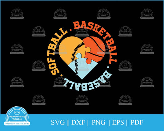 Softball basketball baseball svg