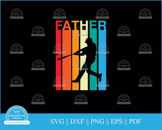 Softball father retro Sports svg cut file for cricut and silhouette